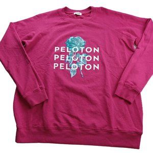 Peloton Women's Crew Neck Sweatshirt Size Small Oversized Pink White Rose Logo